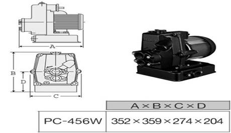 MÁY BƠM NƯỚC GIẾNG KHOAN PC 456W - Kích Thước Cơ Khí